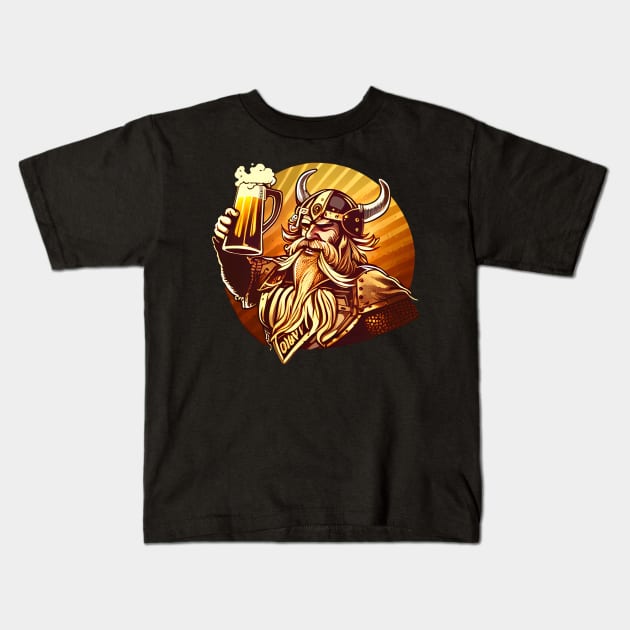 Beer Drunken Viking One Kids T-Shirt by MLArtifex